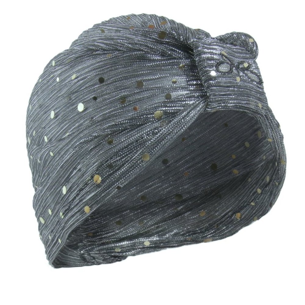 Grey Silver Sheer Turban Hat